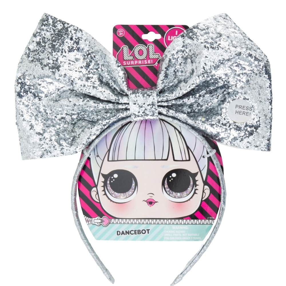 L.O.L Surprise! Light Up Headband Silver Bow Party Costume Accessory